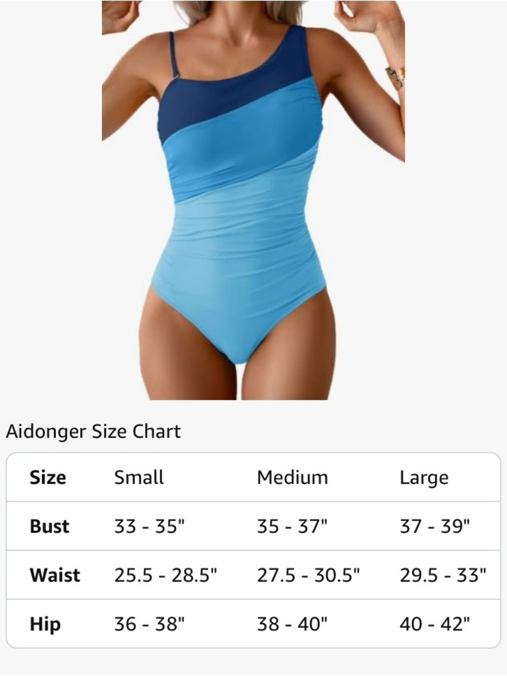 Women’s One-Shoulder Blue Ombre Swim One-Piece - Picture 6 of 6